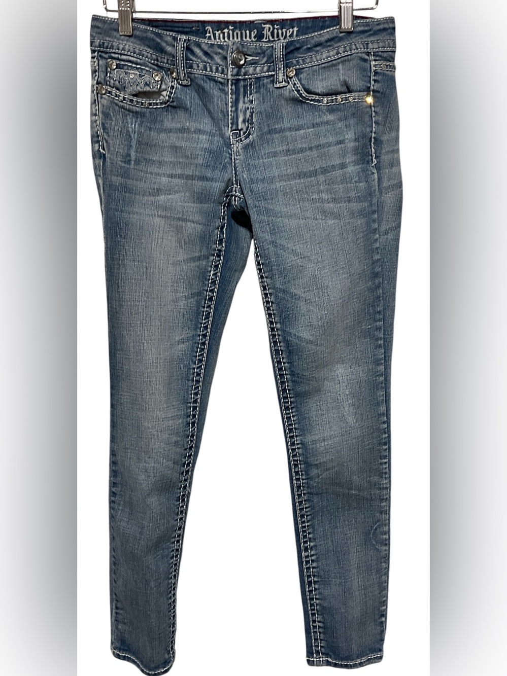 Antique Rivet Embellished Bootcut Jeans – Size 27